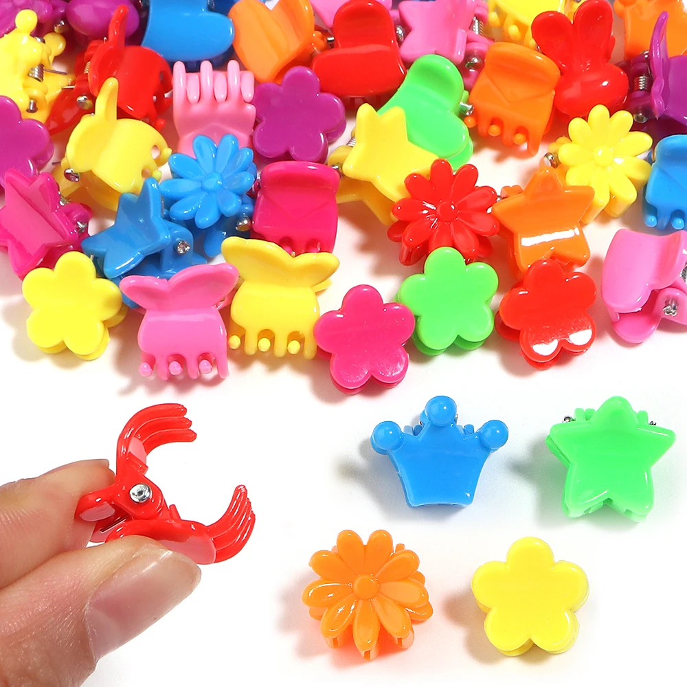 100Pcs Girls Cartoon Hair Clips Cute Small Claw Clips Flower Star Design Children's Fashion Hair Accessories Sweet Mini Hairpin - view 6