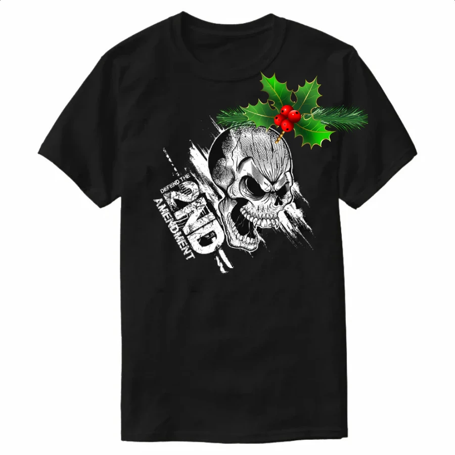Defend The 2nd Amendment Skull T-Shirt 100% Cotton O-Neck Summer Short Sleeve Casual Mens T-shirt Size S-3XL