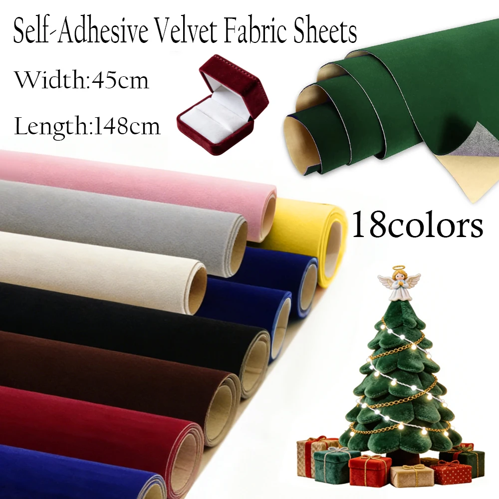 1/2/3 rollos de revestimiento aterciopelado de terciopelo autoadhesivo de 45x148cm, papel de Contacto multicolor para revestimiento de joyero, cajón y proyectos artesanales