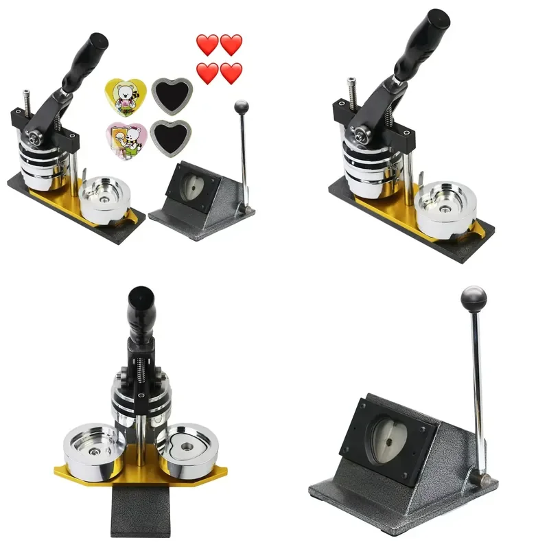 57 * 53Mm Heart Metal Badge Maker New Magnetic Refrigerator Sticker Maker Kit