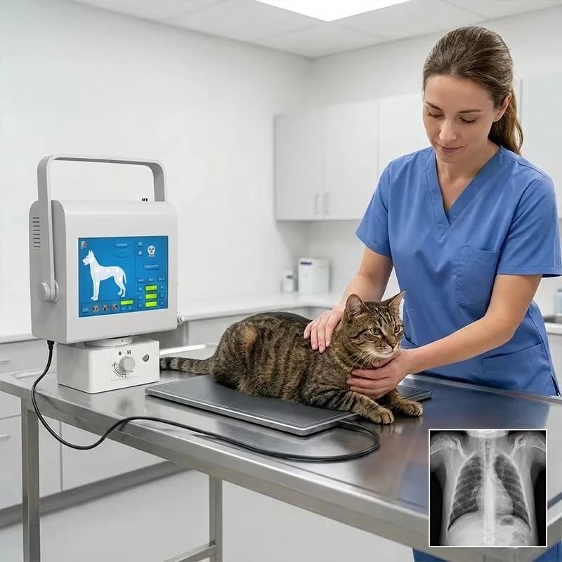 Portable Veterinary X-ray Machine Touch Screen Metal Windproof Reusable Equipment Suitable for Animal Hospital X-ray Monitoring