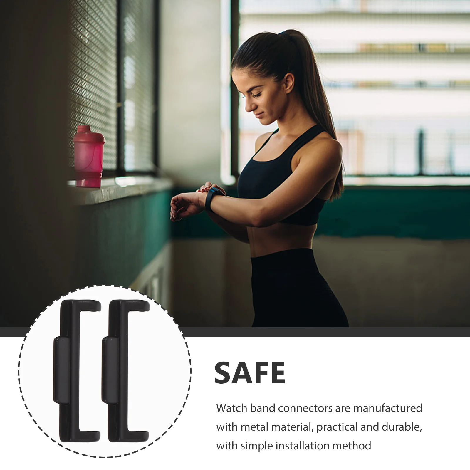 

2Pcs Metal Watchband Connectors Sturdy Rust-Resistant Strap Connection Adapters for 2 Easy Install Watch Accessories