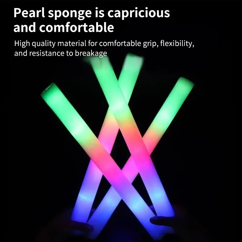 12Pcs LED Glow Sticks Bulk Colorful RGB Glow Foam Stick Cheer Tube Dark Light for Xmas Birthday Wedding Bar Party Supplies