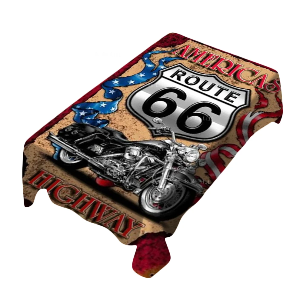 The Motorbike Club Rides The Most Beautiful Route 66 In America Rectangle Tablecloth