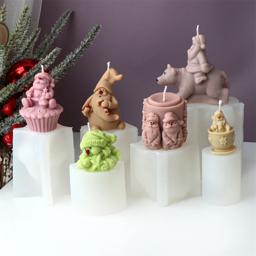 Süße Weihnachtsmann Silikon Kerzenform 3D Weihnachten Schneemann Duftkerze Herstellung Formen Gips Skulptur Weihnachten Home Decor