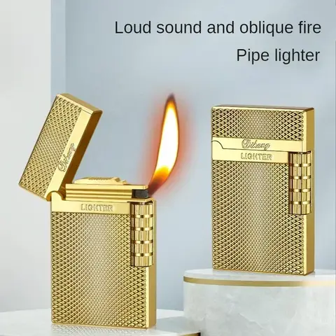 Inflatable Butane Torch Lighter Fashion Cigarette Smoking Accessories Grinding Wheel Flint Flame Lighter Men's Gadgets