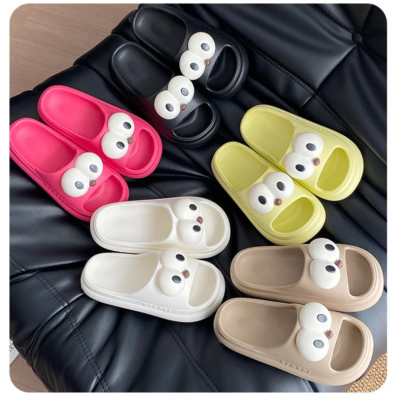 Kapcie domowe Clog Womens Cloud Cartoon Big Eyes Dog Puppy Sandals Summer Flip Flops Beach Slides Home Shoes Cute Female Funny