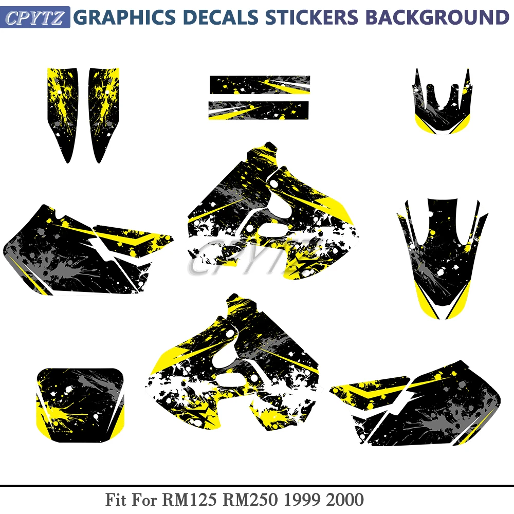 Fit For RM125 RM250 RM 125 RM 250 1999 2000 Graphics Decals Stickers Motorcycle Background Custom Number Name