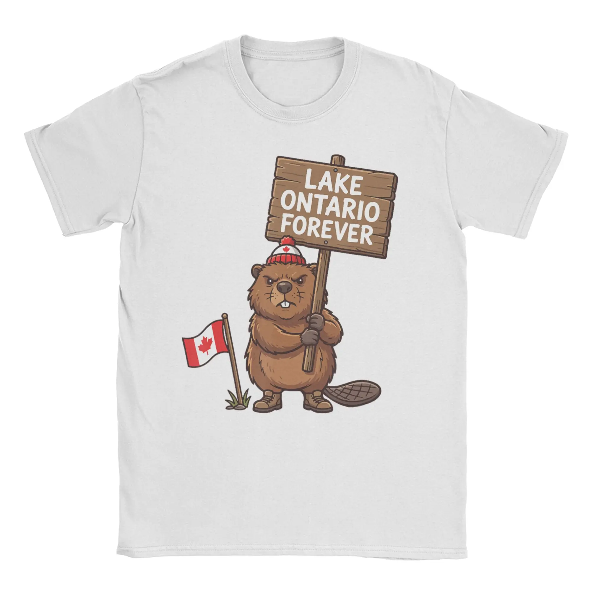 Camiseta Engraçada de Castor do Lago Ontário para Homens e Mulheres, Camiseta de Algodão Puro, Gola Redonda, Manga Curta, Tamanho Grande