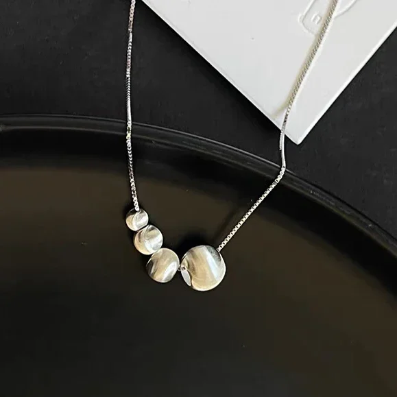 

Настоящее серебро 925, матовая шариковая цепочка из бисера, ожерелья для женщин, модные ювелирные изделия, минималистичные легкие роскошные аксессуары