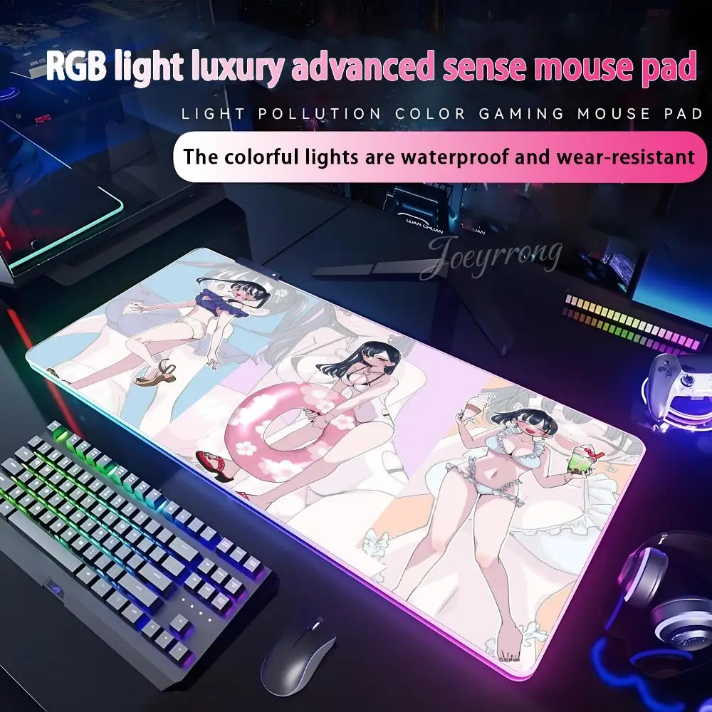

Анна Ямада Dangers Heart Коврик для мыши RGB Расширенная игровая клавиатура Семь цветов Светодиодные коврики Большой 1000x500 мм XXL Геймер