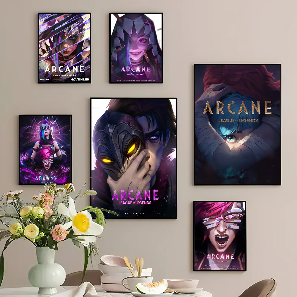 Cartoon A-Arcane Season 2 Vi J-Jinx Self-adhesive Art Poster Whitepaper Prints Posters Artwork Home Decor