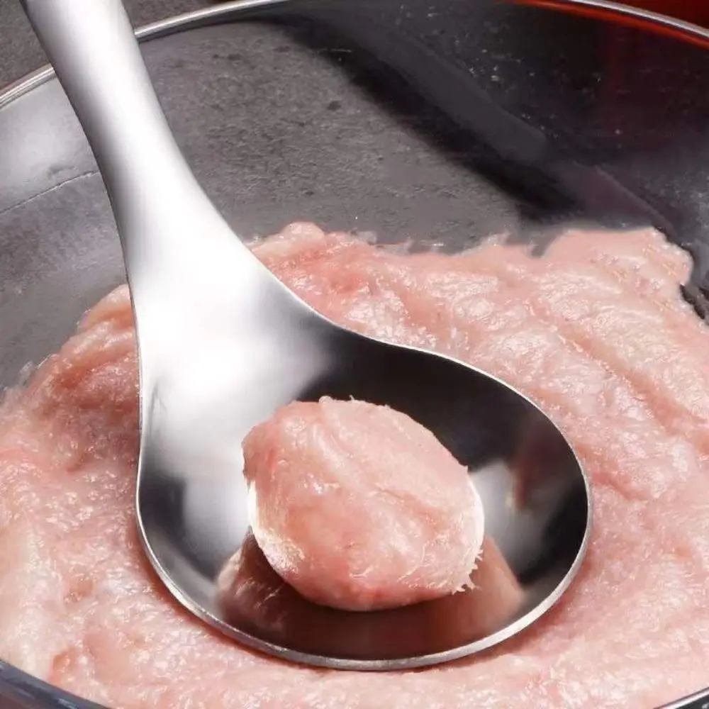 Stainless Steel Croquettes Meatball Spoon Mold Non-stick with Round Hole Meatball Maker Spoon Hangable Meat Press Tools