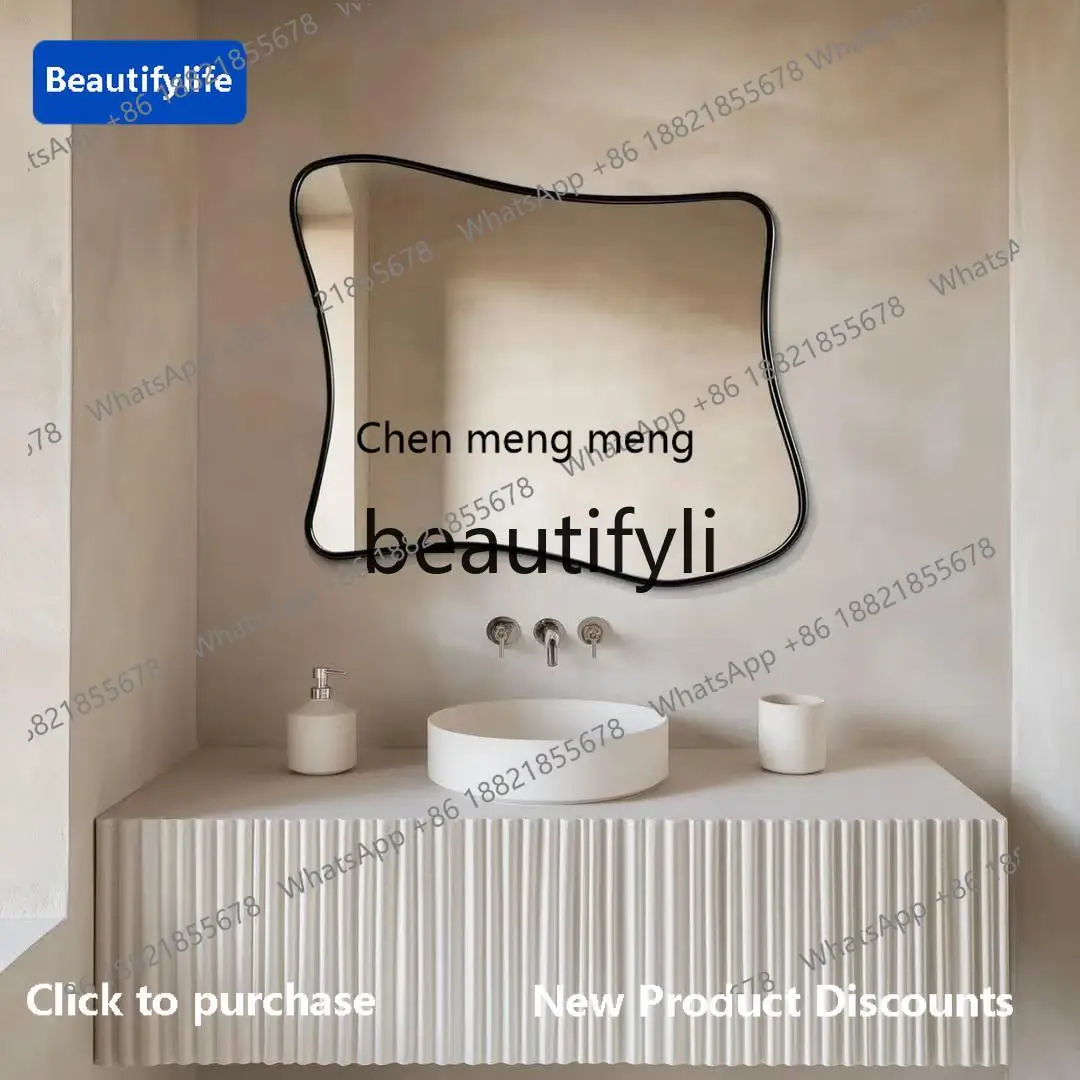

178cqy Retro black American special-shaped wall-mounted mirror, vanity mirror, modern French entrance toilet mirror