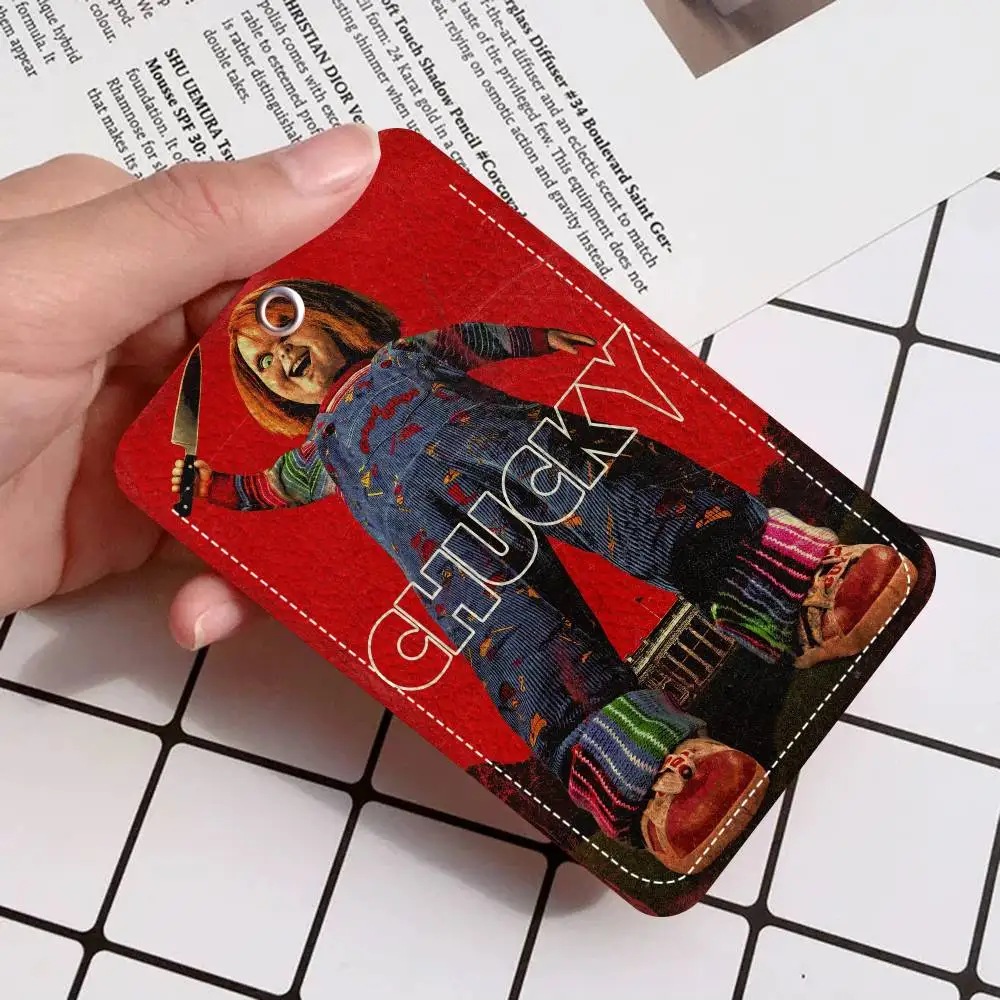 Chucky Horror Movie Badge Holder Keychain For Bank Business Work Card Holder Student Card Protective Case Bus Card