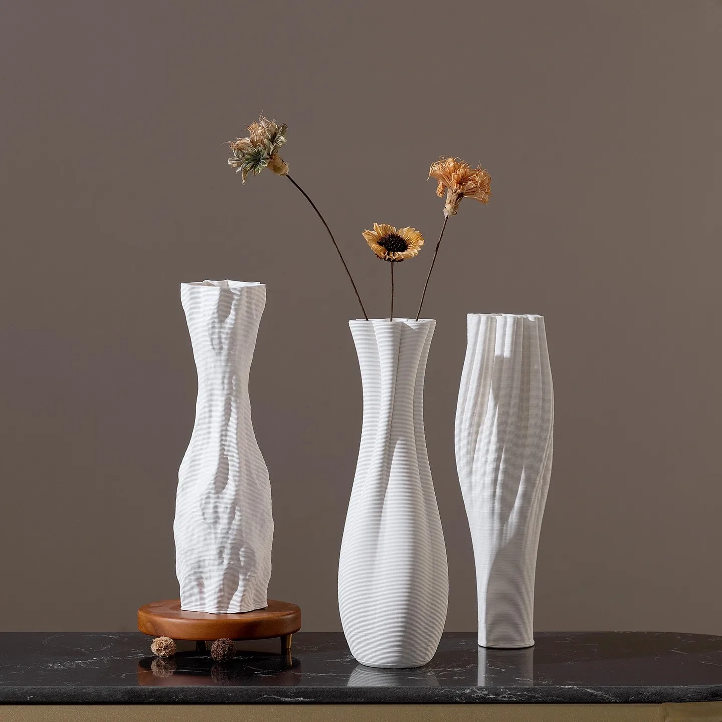 

Керамические вазы с 3D принтом, белый круглый дизайн, терракотовый цветочный горшок ручной работы, домашний декор, рождественское украшение, центральная часть стола