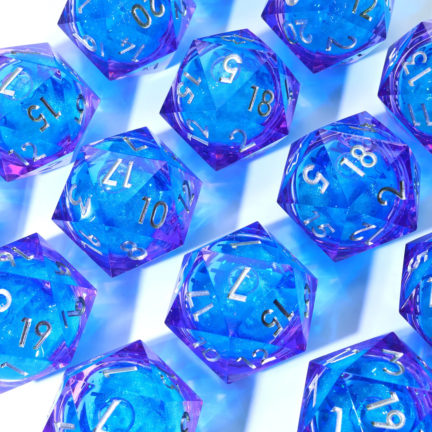 33MM Large D20,Blue Purple RPG D20 Dice DND Gift,Resin Sharp Edge DND Dice Set For Role Playing Table Game Board Games-Liquid 4