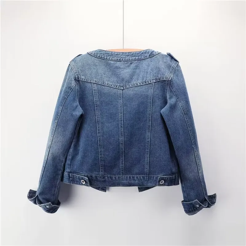 Spring Autumn Women Denim Jacket New Long-Sleeved O-Collar Single Breasted Short Jeans Jackets Female Windbreakers