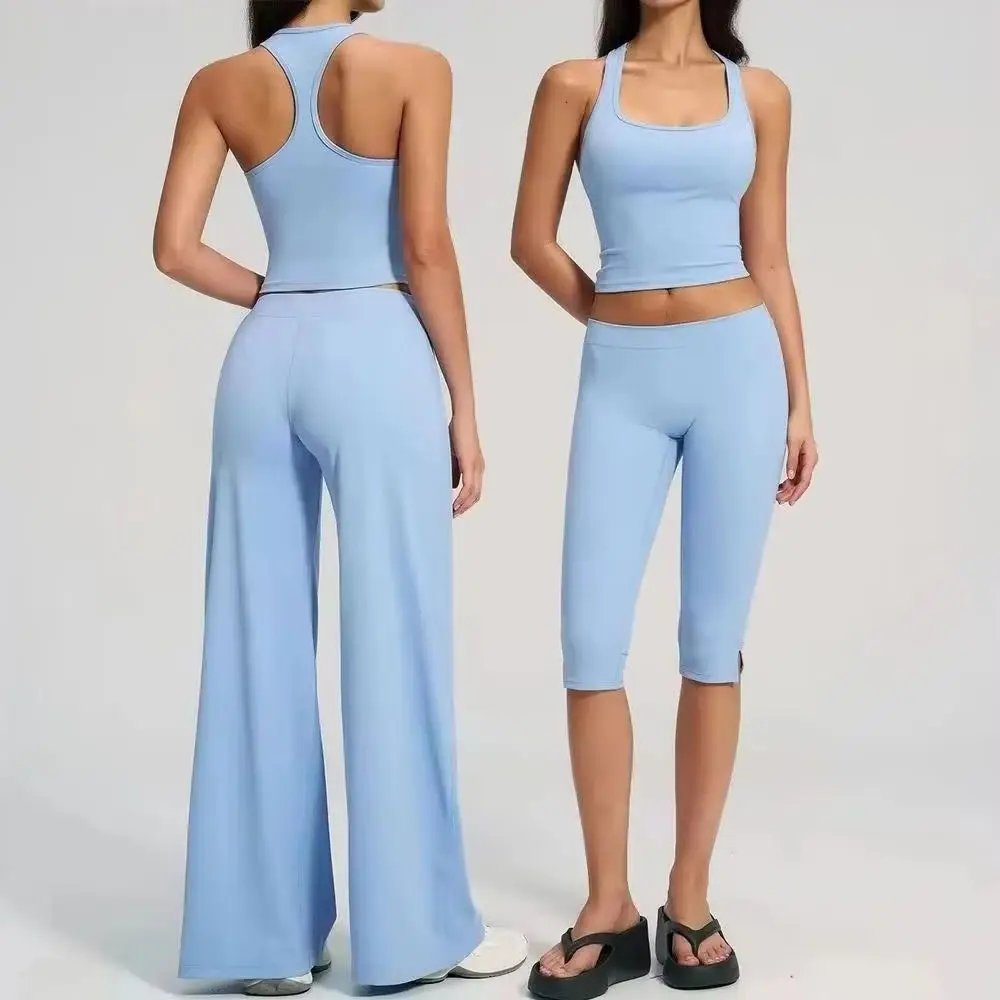 2 Pieces Yoga Set Women's Tracksuit Athletic Wear Fitness Suit Gym Outfits Workout Clothes Push Up Sports Bra Capri Pants Suit