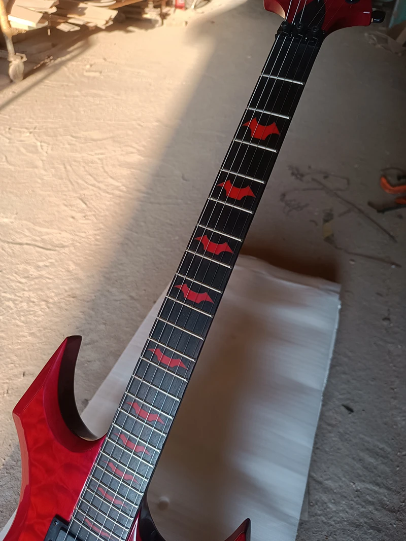 In stock B.O.C.RICH Red quilted maple top electric guitar, active pickup, need more pictures Contact seller, in stock, fast ship