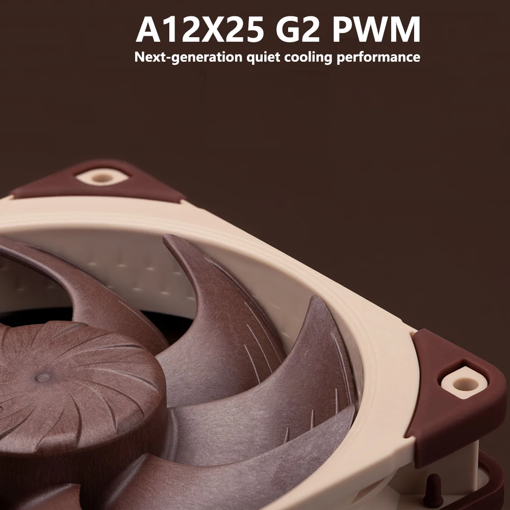 NOCTUA NF-A12x25 G2 PWM Sx2 4ピン静音冷却ファン、プッシュプルおよびサイドバイサイド使用向け、高度に最適化されたP/Q曲線、120x120x25mm