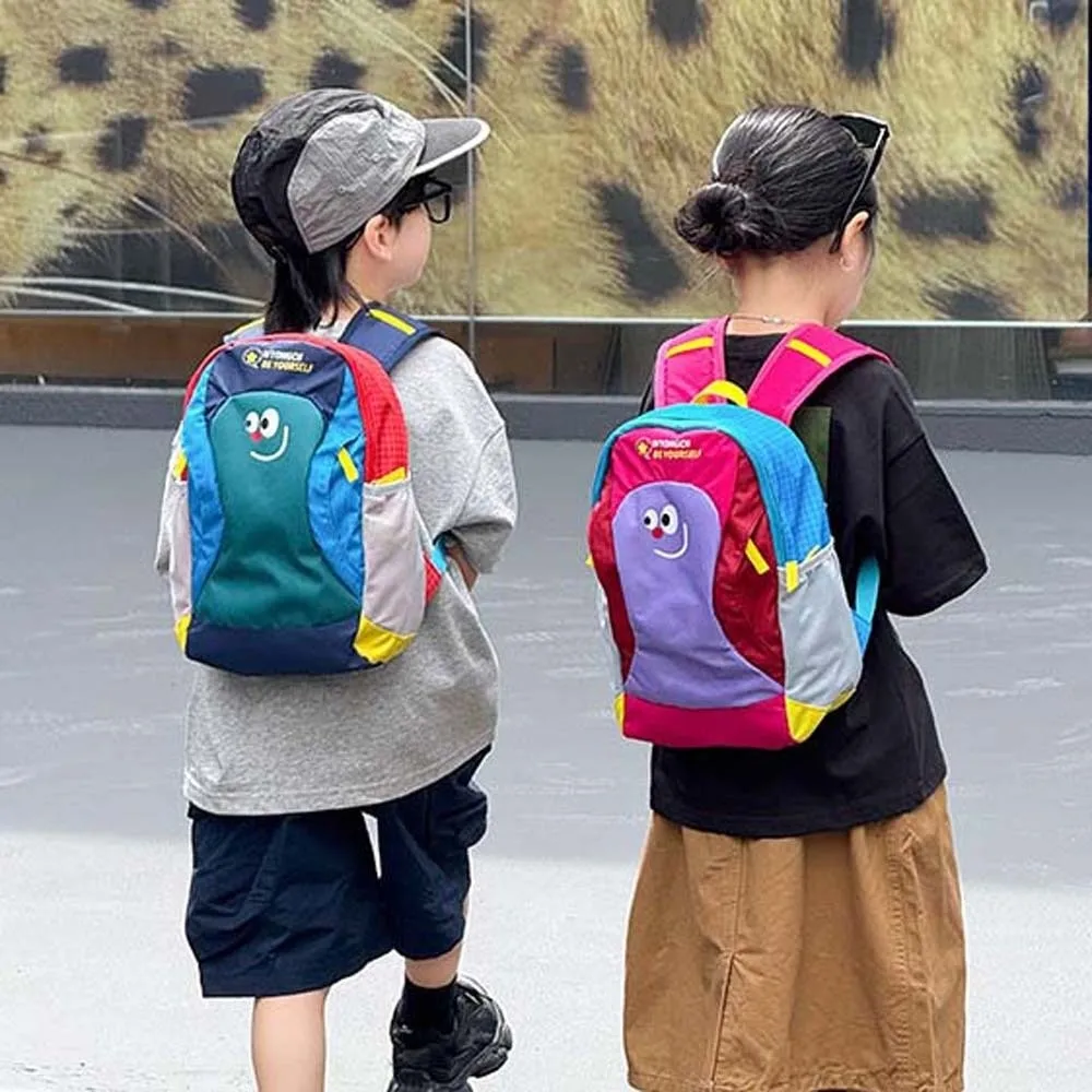 Oxford Cloth Kids Backpack Lightweight Ergonomic Kindergarten Book Bag Large Capacity Durable Colorblock Daypack Outdoor