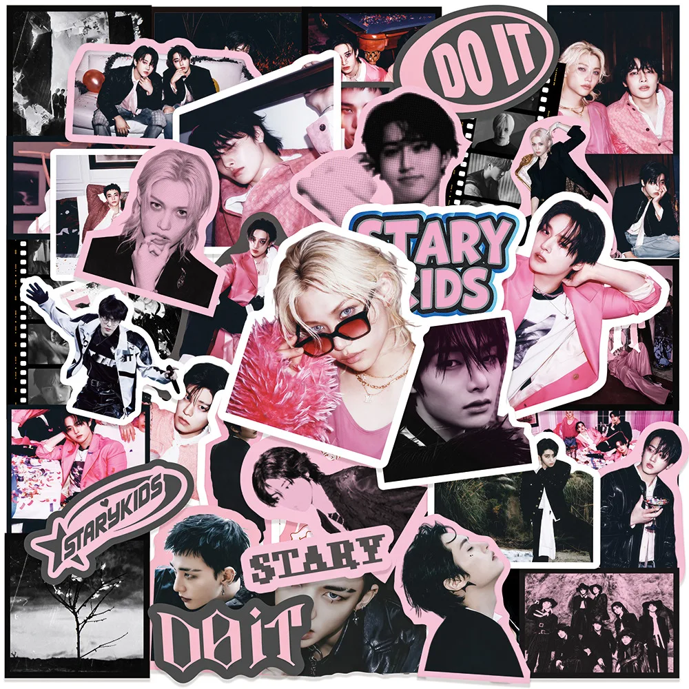 

50PCS Stray Kids DO IT New Album Mixed Notebook Stickers Waterproof Water Cup Decoration SKZOO Star Surrounding Stickers
