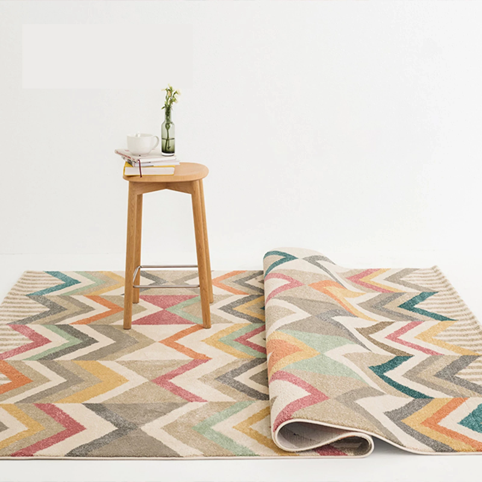 Boheimian Style Colorful Living Room Carpet Vintage Ethnic Thick Floor Rug Large Sofa Coffee Table Home Mat Simple Geometric
