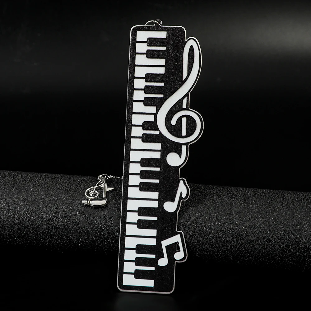 Marcapáginas de metal con notas musicales de piano en blanco y negro, un regalo para entusiastas de la música, un marcapáginas para mujeres y hombres, un marcapáginas.