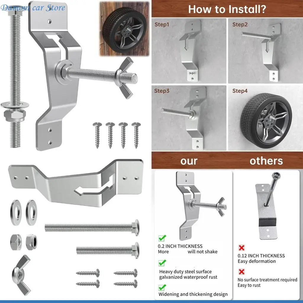 

A2UC Enclosed Trailer Spare Tire Wall Mount Carriers Rack for Easy Storage and Access
