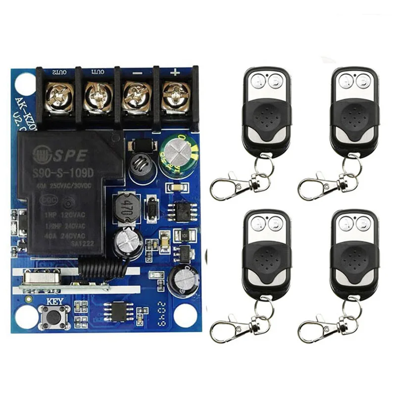 433Mhz DC12V 24V 48V Wireless RF Remote Control Light Switch 30A Relay Output Radio Receiver Module+Transmitter Water Pump