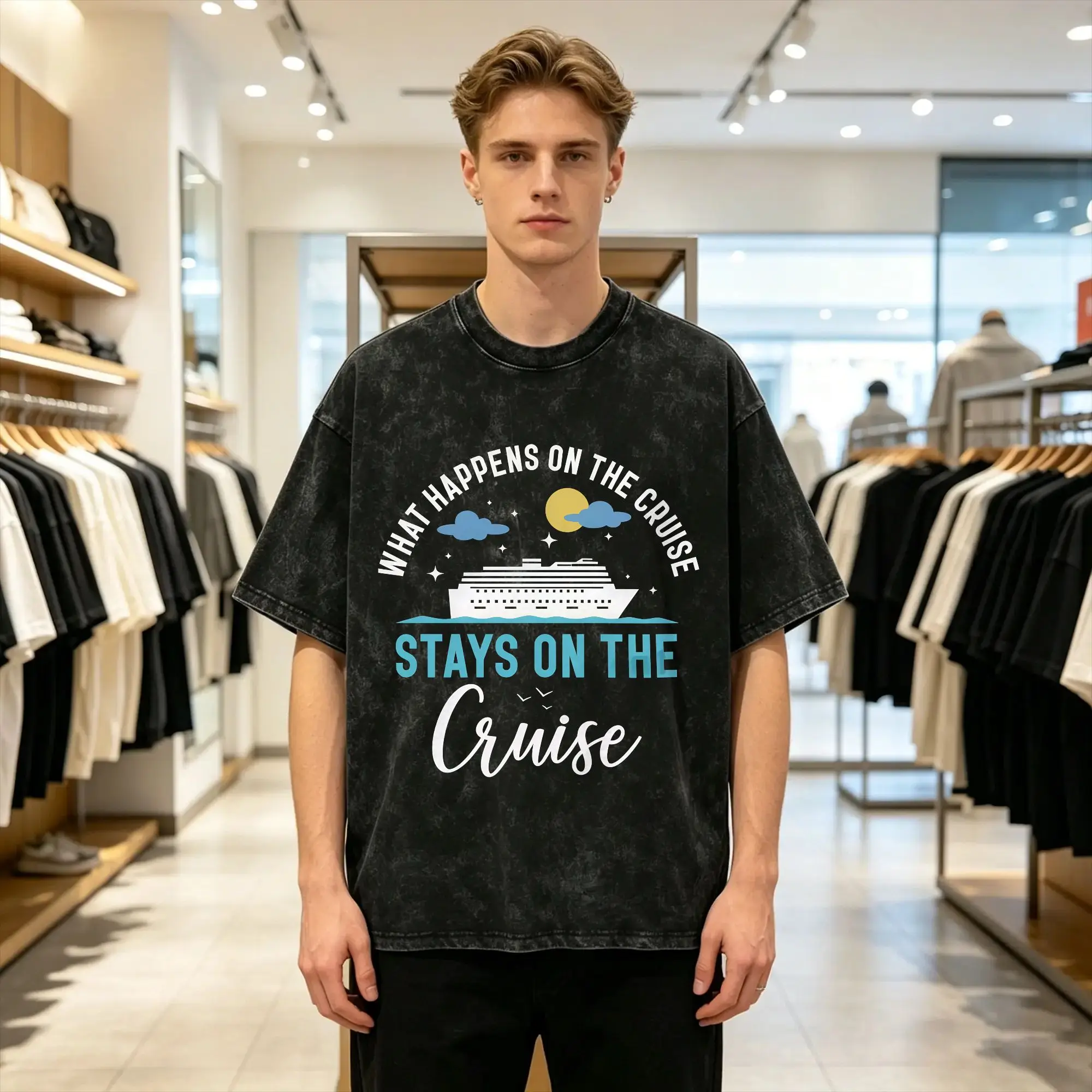 Men's Funny Cruise T Shirts  Tees Beach Street Style Short Sleeve T Shirt O-Neck Hippie Casual Tee Shirt Cheap