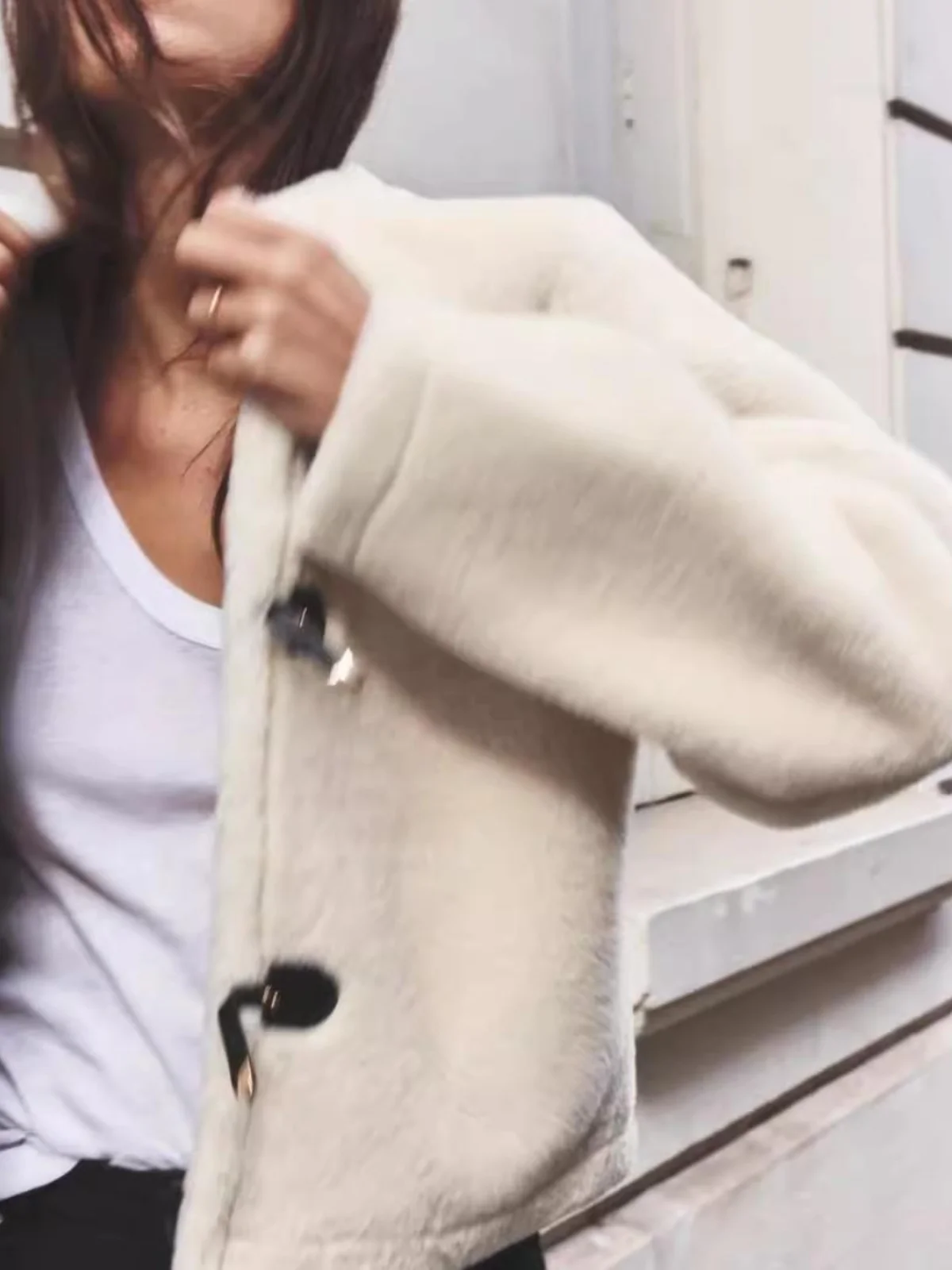 Herfst Winter Nieuwe Collectie vrouwen Warm dubbelzijdig Touw Knoop Lamsbont Fce Lange Sve Jaet Jas Zoete Sle losse Fit