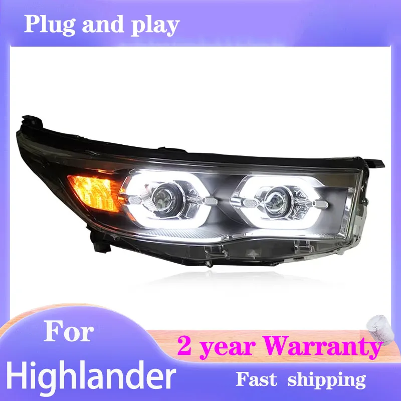 

Car Styling Head Lamp for Toyota Highlander Headlight 2015-2017 Highlander Head Light DRL Turn Signal Low High Beam Projector