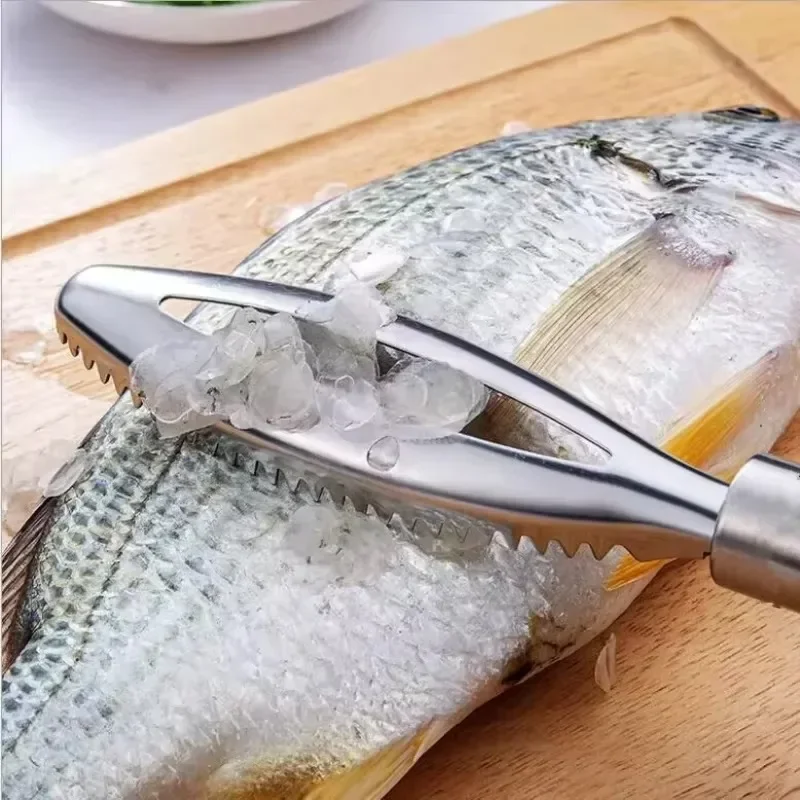 Stainless Steel Fish Scale Cleaner Scraper Fish Scale Peeler Remover Tool Fishes Skin Steel Fish Shaver Remover Cleaning Brush