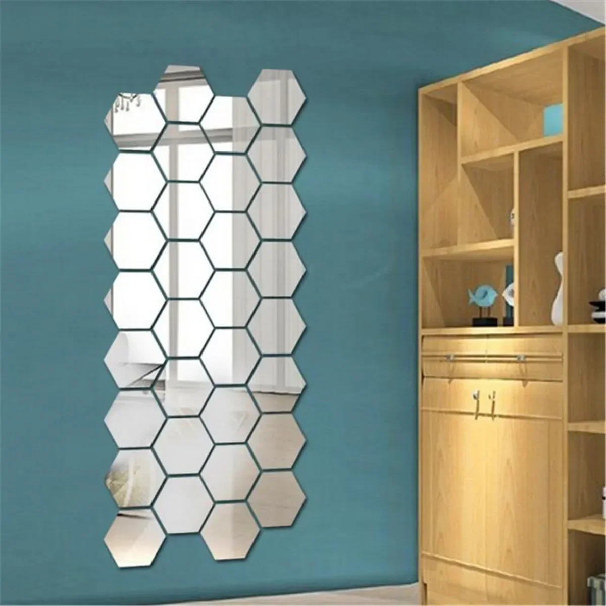 12Pcs 3D Acrylic Mirror Wall Sticker Home Decor Hexagon Decorations DIY Removable Living-Room Decal Art Ornaments For Home