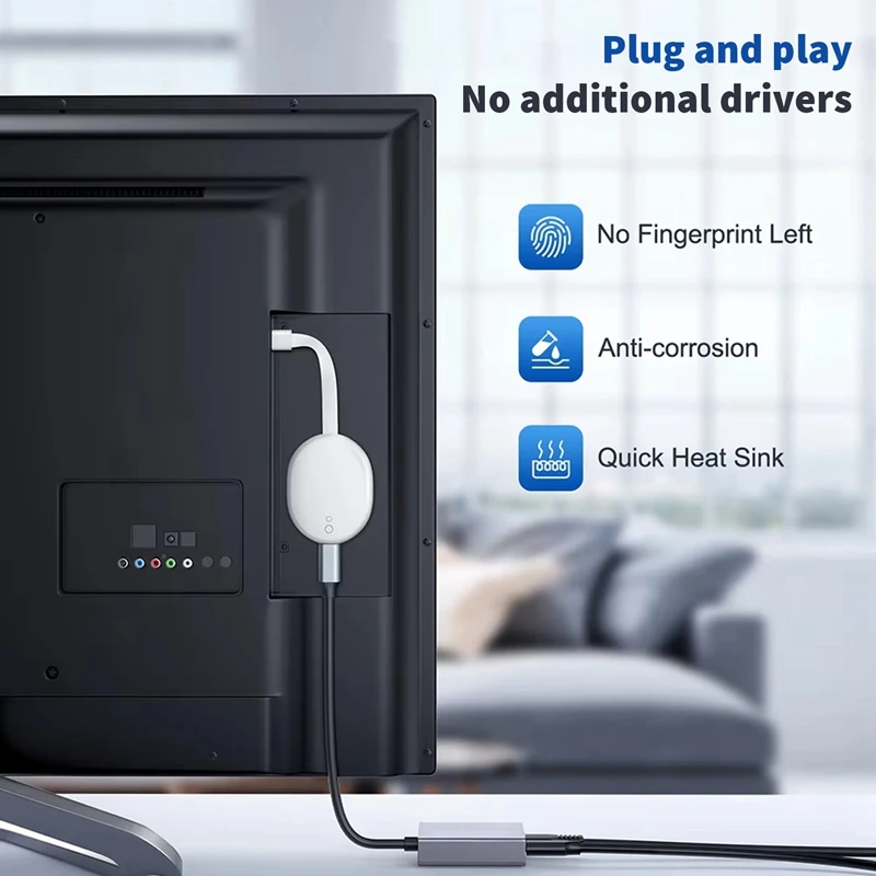 노트북 태블릿용 외부 네트워크 카드 이더넷 어댑터, 크롬캐스트 4K 구글 TV 스틱용, USB C 타입-RJ45, 1000Mbps