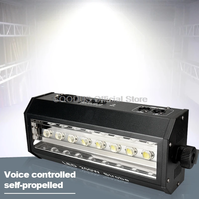 200W LED Strobe Flash Light Voice Controlled Strobe Disco DJ Light with 8*25W Brightness LED Beads for Wedding Disco Stage Show