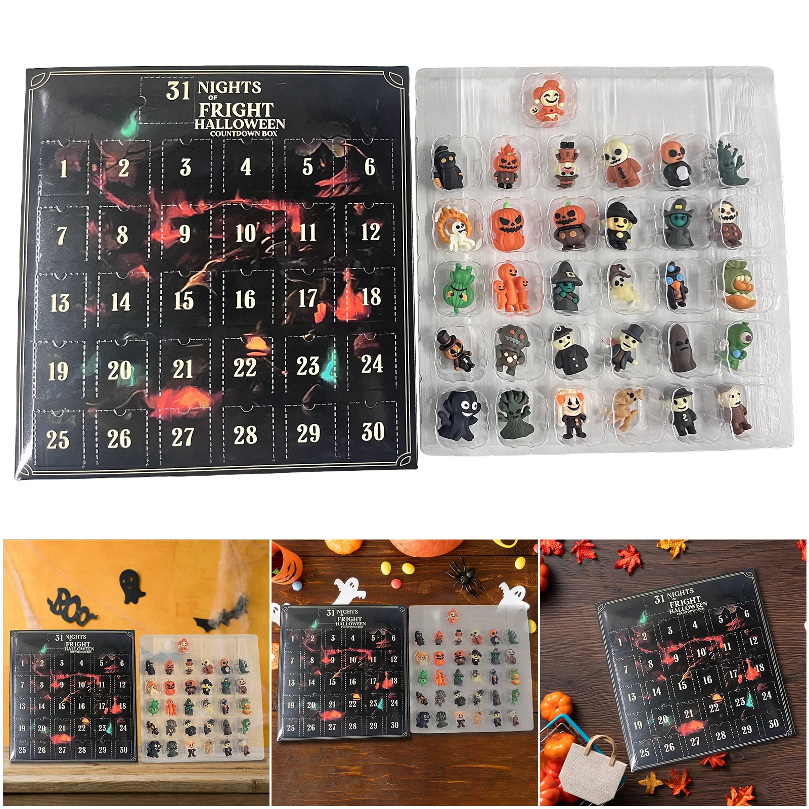 

Коробка обратного отсчета на 31 ночь страт на Хэллоуин с фигурками, адвент-календарь на Хэллоуин на 2025 год, подарочная коробка со страшной куклой, подарки для детей