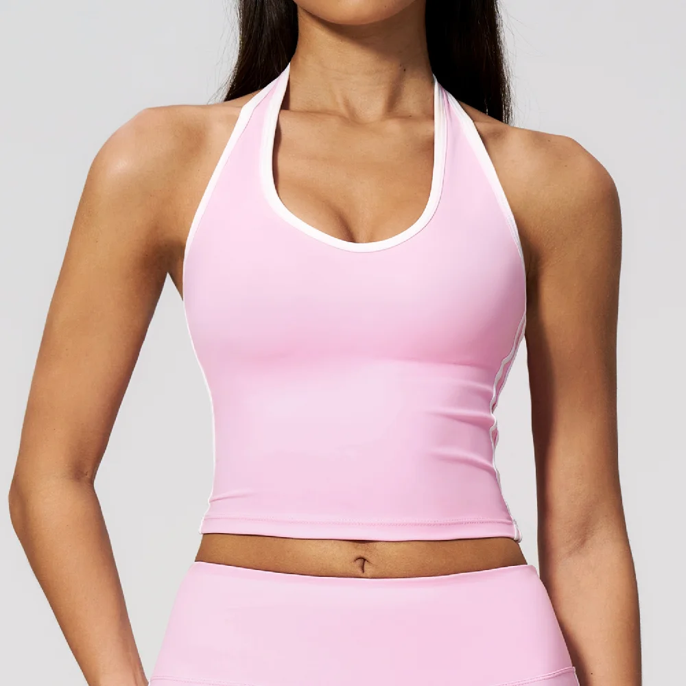 Women Breathable Halter Yoga Tank Top Shockproof Fitness Vest Push Up Gym Sports Underwear Female Workout Vest Yoga Underwear