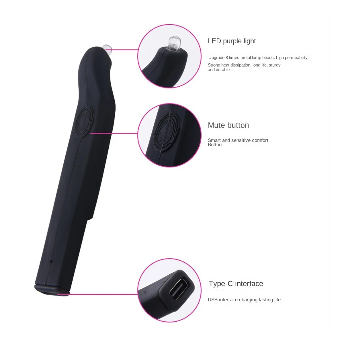 Ultraviolet UV Tweezers Eyelash Extension Grafting Curing Lamp with Press Switch Rechargeable