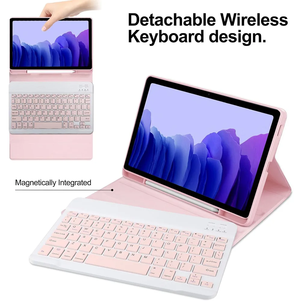 Keyboard Case for Samsung Galaxy Tab A7 10.4 lnch, For Tab A7 Protective Cover with Pencil Holder, Detachable Bluetooth Keyboard