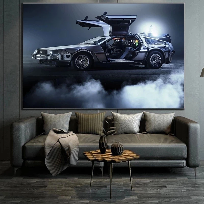 Retro Movies Back To The Future Classic Cool Sports Car Poster Vintage Canvas Painting Wall Art Printed Picture Room Home Decor