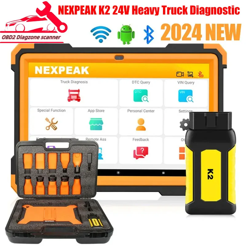 NEXPEAK K2 Heavy Truck Diagnostic Scanner Tool OBD2 VCI Full System Diagnostic Device For Truck Tractor DPF Cluster Calibration