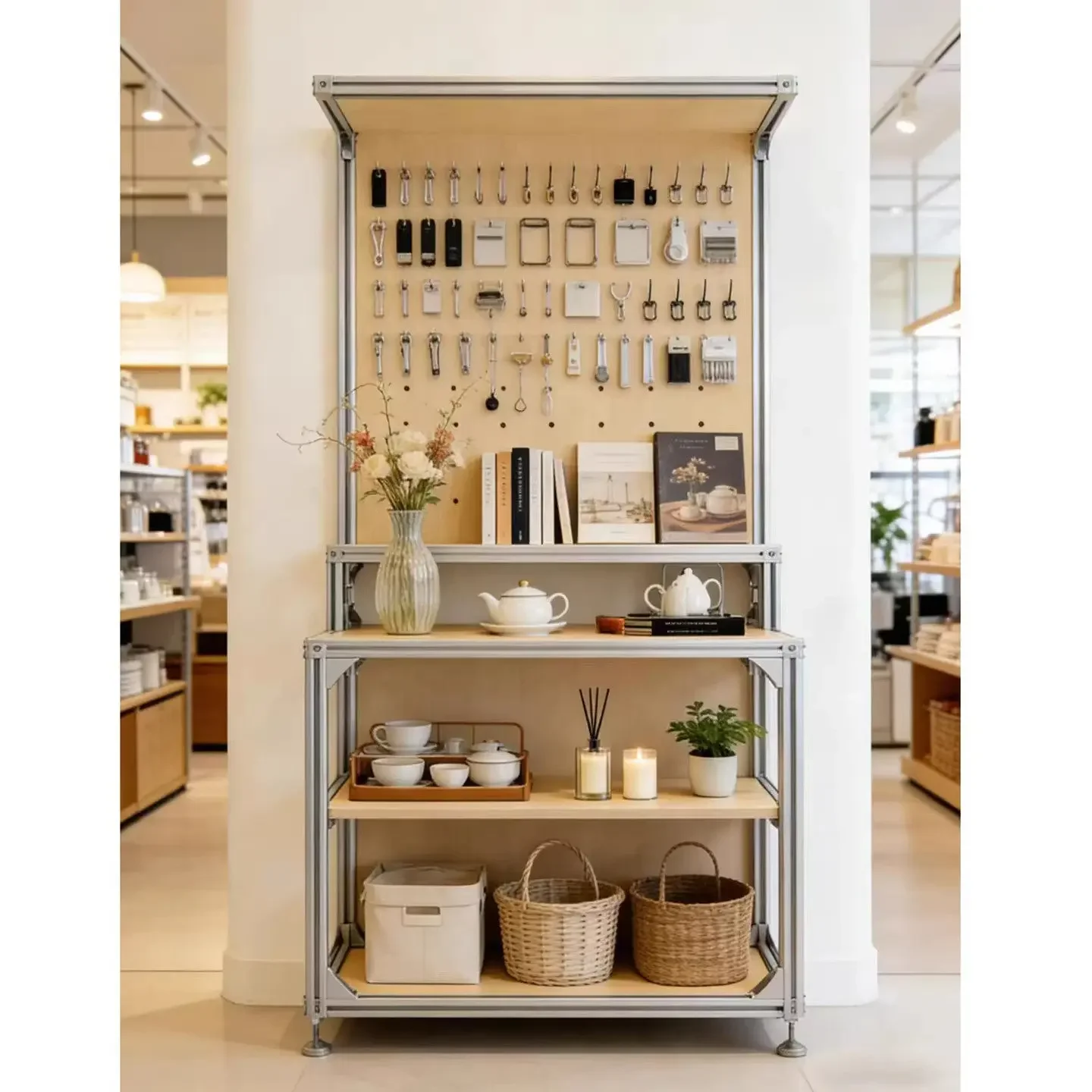 Aluminum profile shelf Ocean board Multi-layer birch dining side cabinet Bauhaus jewelry display cabinet Product sample