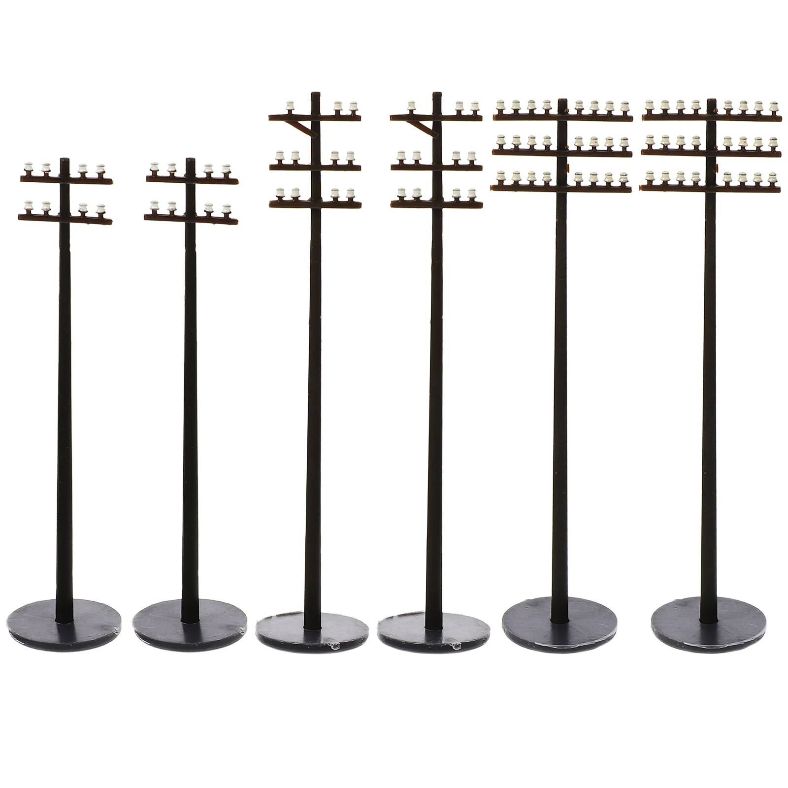 6 Pcs Micro Landscape Telephone Pole Telegraph Poles Models The Black Toy Scenario Plastic Abs Train Layout Child