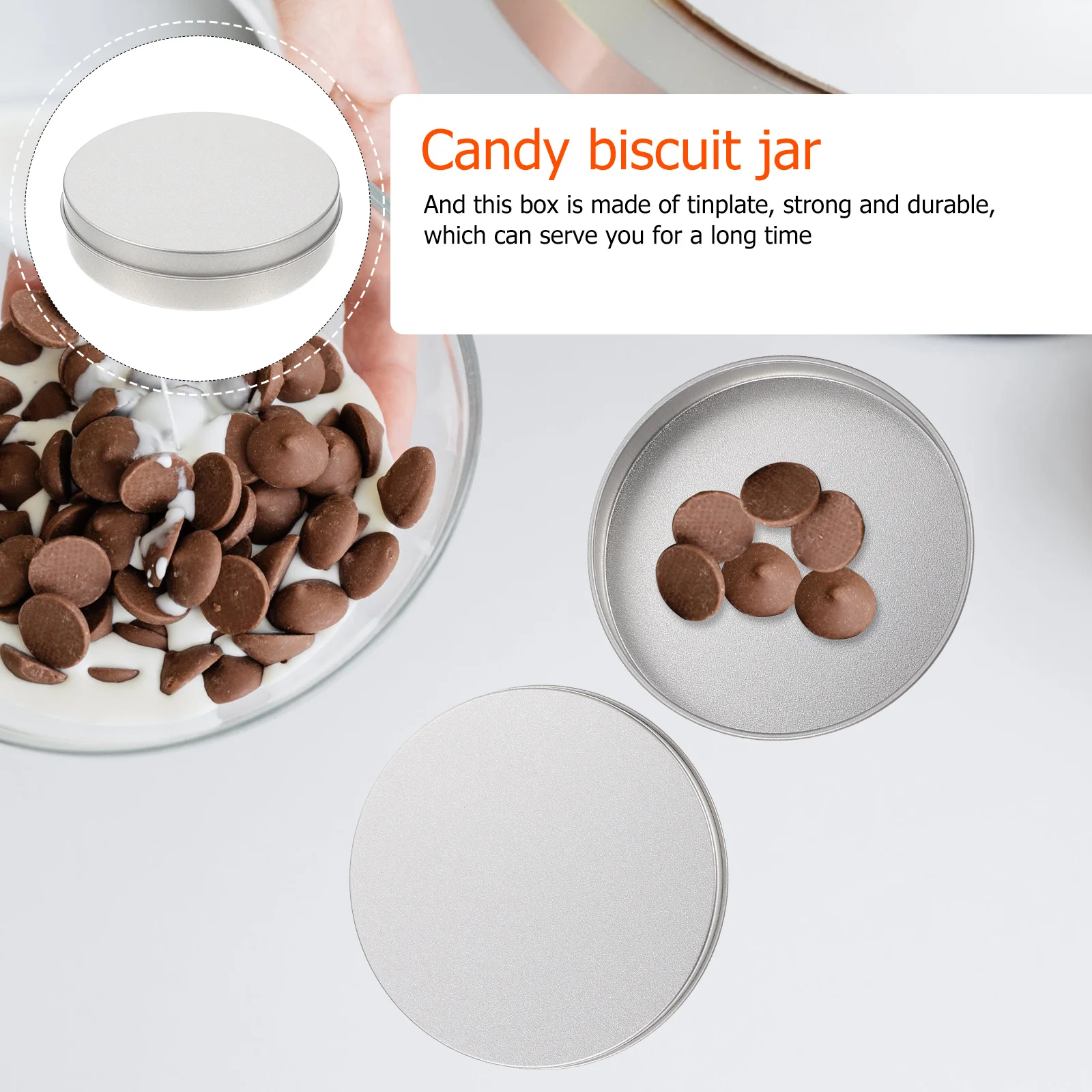

1Pcs Food Grade Tinplate Round Storage Box Sturdy Candy Container Cookie Case Jewelry Holder Sundries Organizer