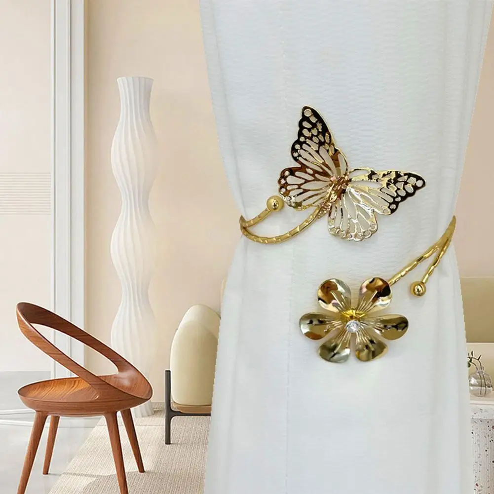 Curtain Accessories Retro Floral Curtain Buckle Carved Butterfly Tiebacks Artistic Flower Shape Fasteners for Area Home Decor