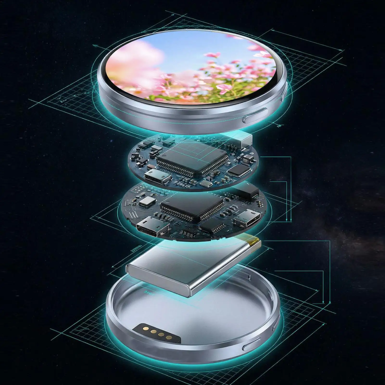 Dynamic Electronic Badge Anime Merchandise Digital Display Badge with Touch Control for Uploading Photos GIFs and Videos view 3