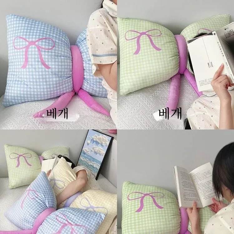 INS Dopamine Bow Pillow Cute Cushion Afternoon Nap Pillow Pillow Waist Neck Pillow Bedroom Bed Dormitory Pillow